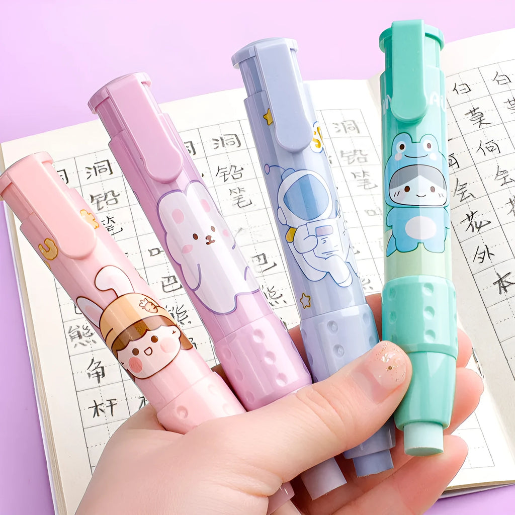 Kaba Bear push eraser plastic childrens eraser in pink with bear face design