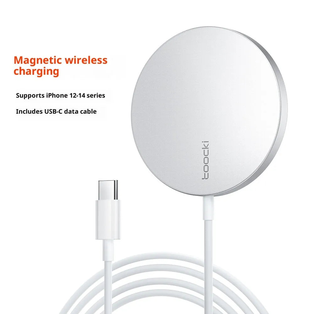 White simulation Apple magnetic wireless charger with strong suction for iPhone and Android