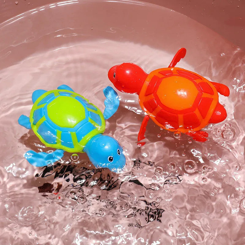 Plastic swimming turtle baby bath toy for water play with random colour selection