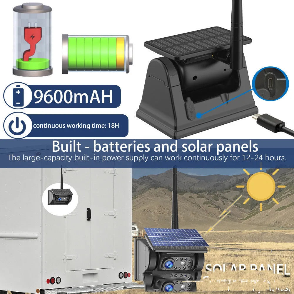 Solar wireless charging camera system with magnet suction for vehicle reversing and monitoring in black colour
