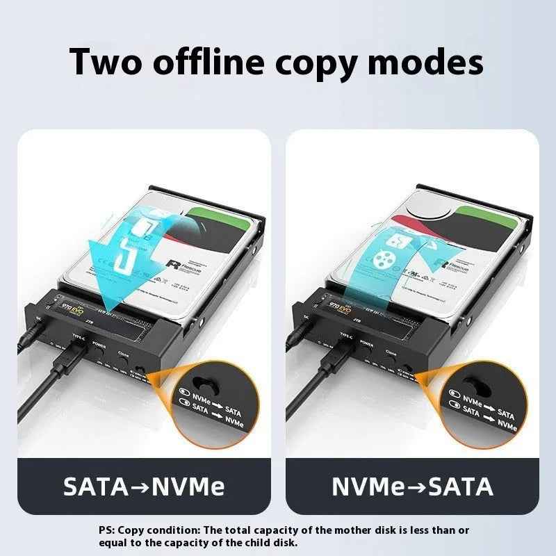 External hard drive enclosure for 2.5-inch SSD with multiple power specification options