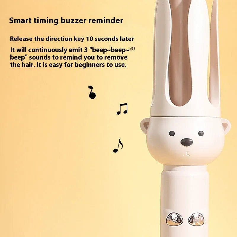 Beige coloured automatic hair curler with anion technology and wired power cord for curly hair styling