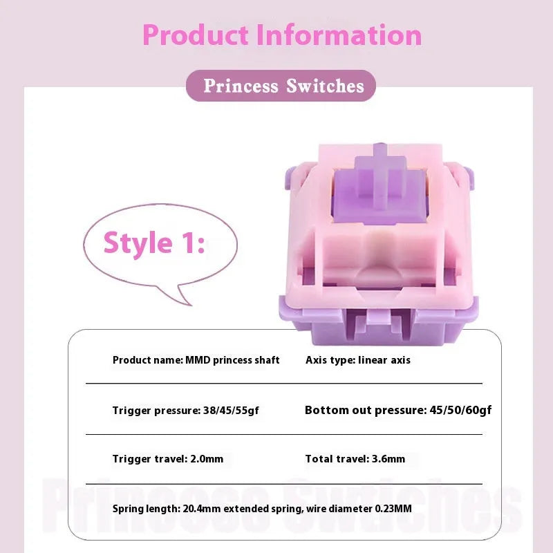 MMD Princess linear mechanical keyboard switch component for custom keyboard building