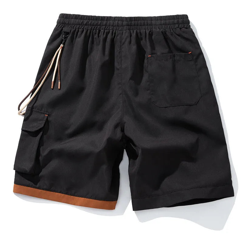 Men's straight-leg cropped shorts in bamboo fabric available in coffee, black, blue and white colours