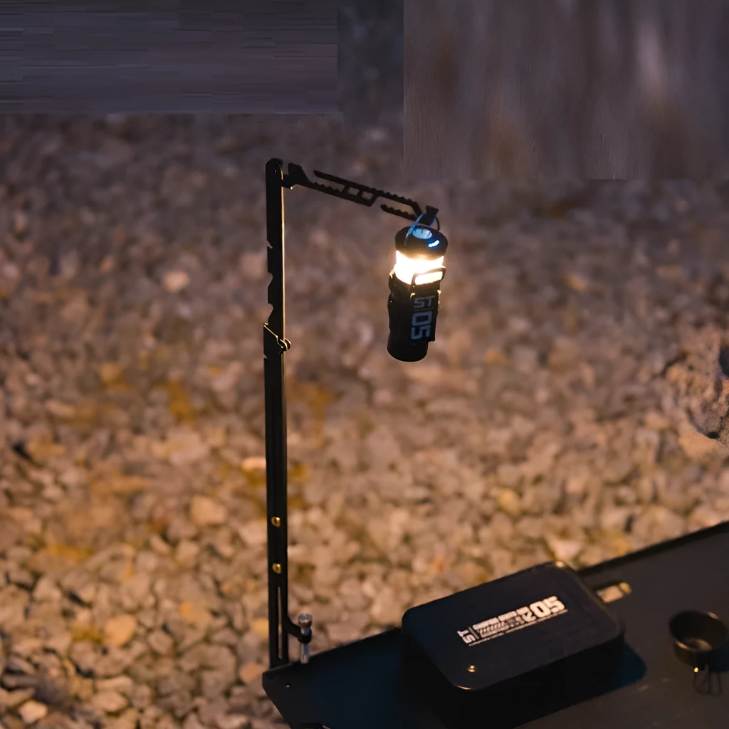 Black stainless steel telescopic lamp holder with multi-gear adjustment mechanism