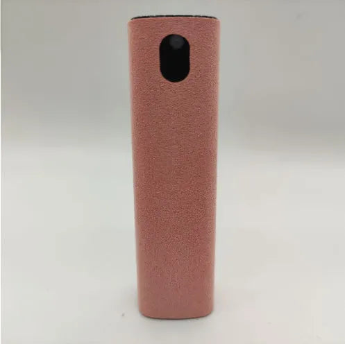 2-in-1 screen cleaner kit with spray bottle and microfiber cloth for mobile phone and computer screens in pink and gray