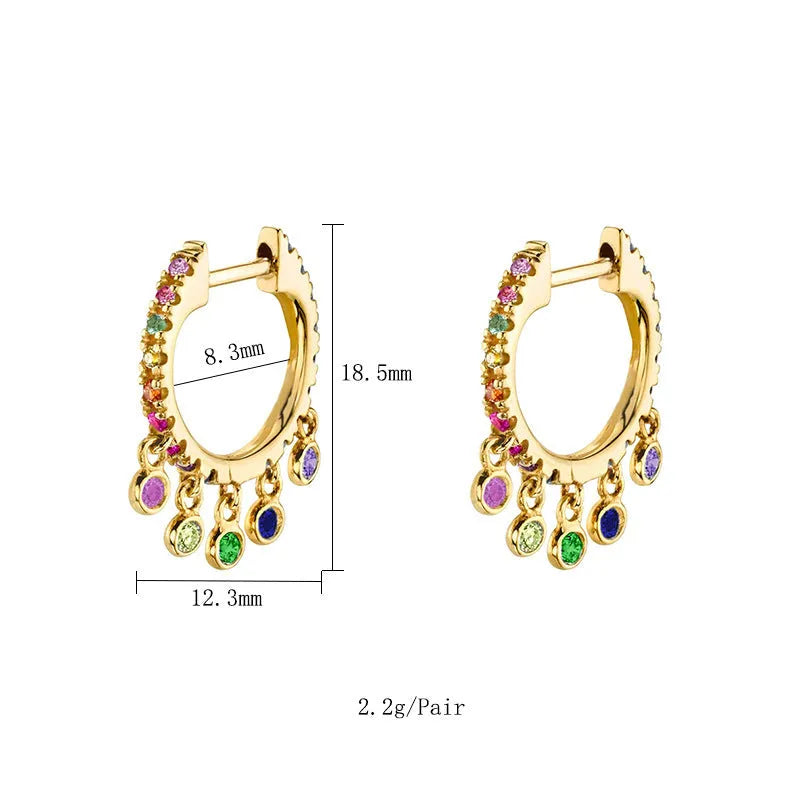 Luxury colorful zircon ear clip female fashion copper 18K plated clip-on earrings for women casual wear