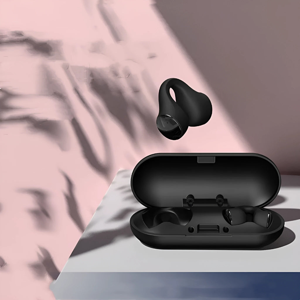 Open ear clip headset TWS Bluetooth 5.0 with 11.2mm driver in black and white colours