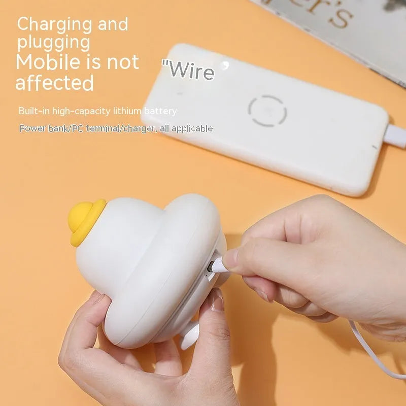 Silicone pat small night lamp blue duck design with USB cable, 500mAh rechargeable battery