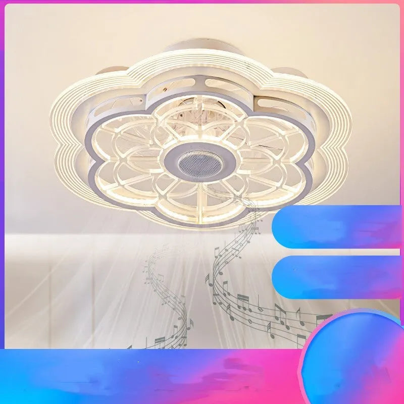 Super quiet bedroom ceiling fan light simple modern design with white PMMA lampshade and wire-drawing finish