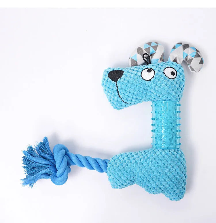 Corn kernel TPR dog squeaky toy Blue Orange with cotton rope tail for small and large dogs