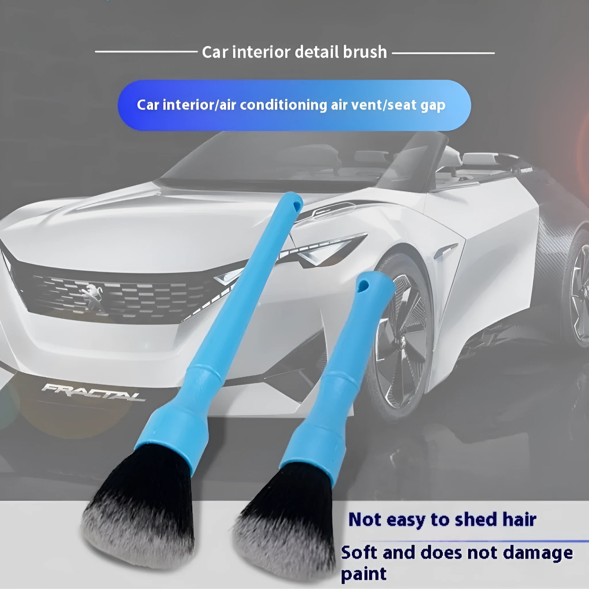 Car detail brush with soft nylon bristles, interior cleaning brush for vents and dashboards