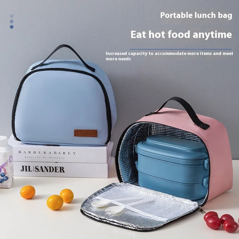 Textured cloth insulated lunch box bag with thermal function in purple colour option