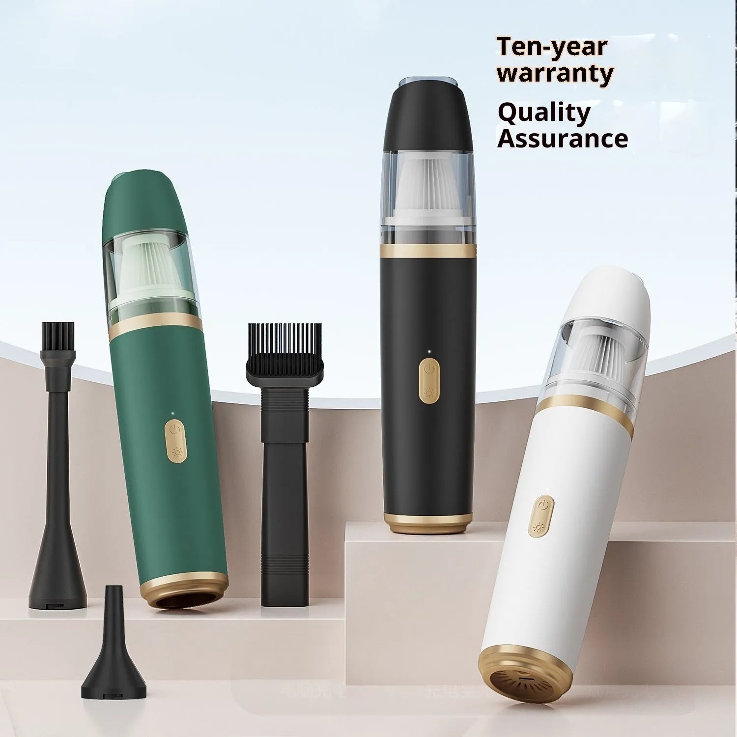 Car handheld vacuum cleaner with 5300pa suction and blowing dual-purpose, cordless charging design, available in black white green colours