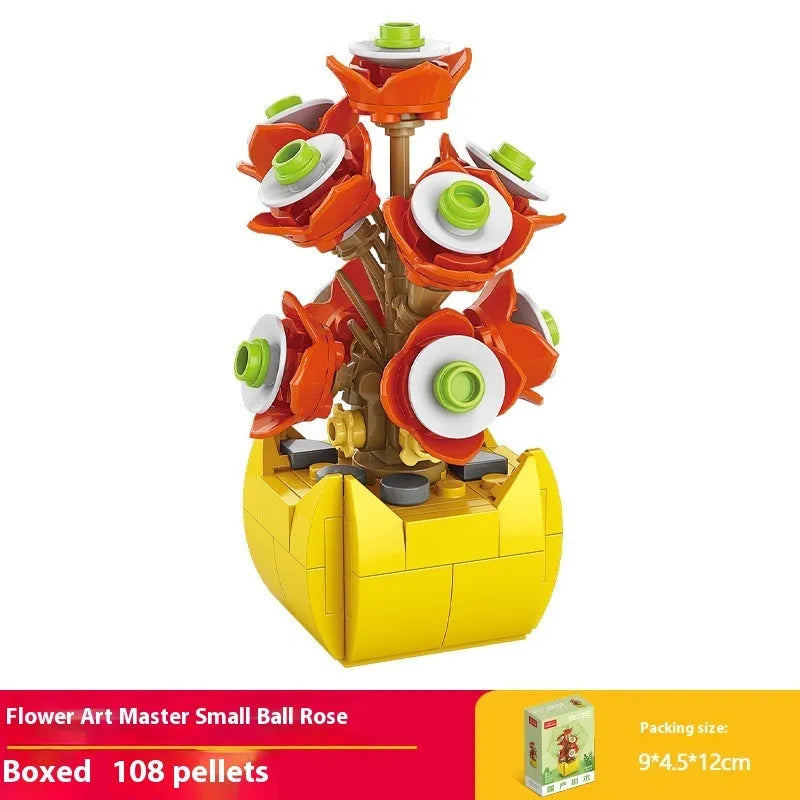 Plastic building blocks flower pot model assembly toy for teenagers