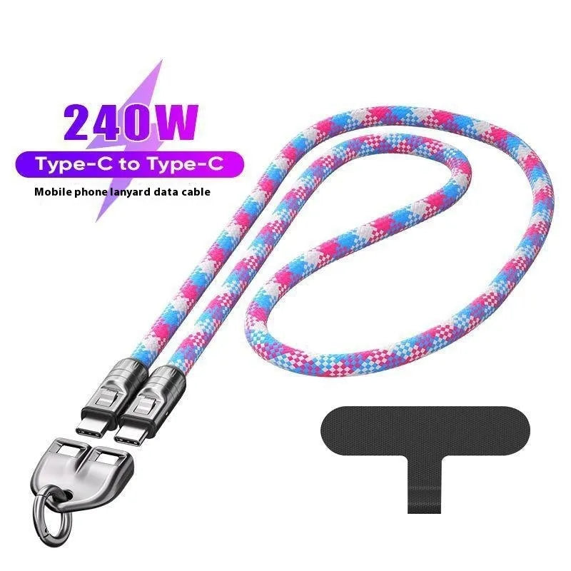 Cherry Blossom rechargeable phone lanyard data cable two-in-one Type-C nylon 1.2m