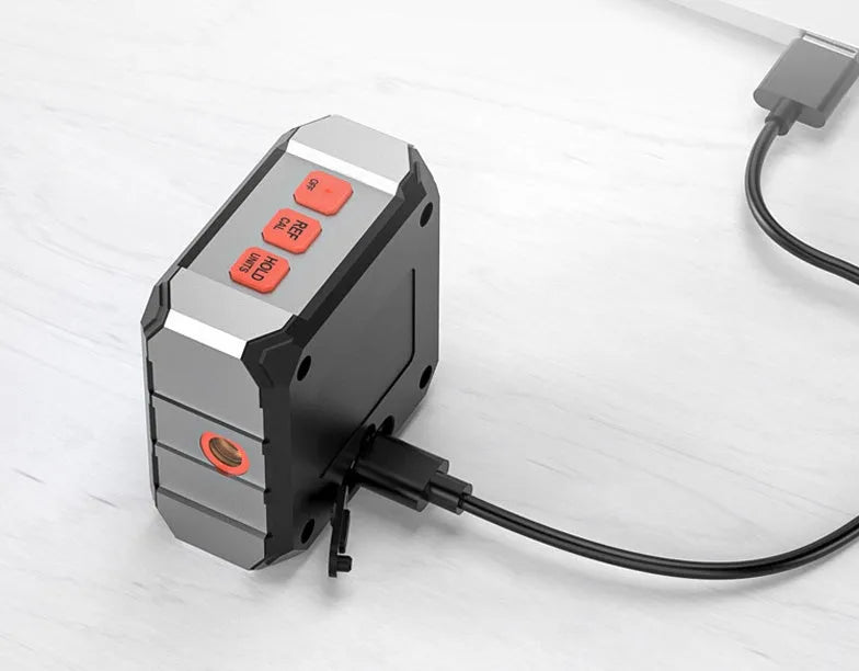Longyun digital inclinometer with laser, showing backlit display and magnetic strips on alloy casing.