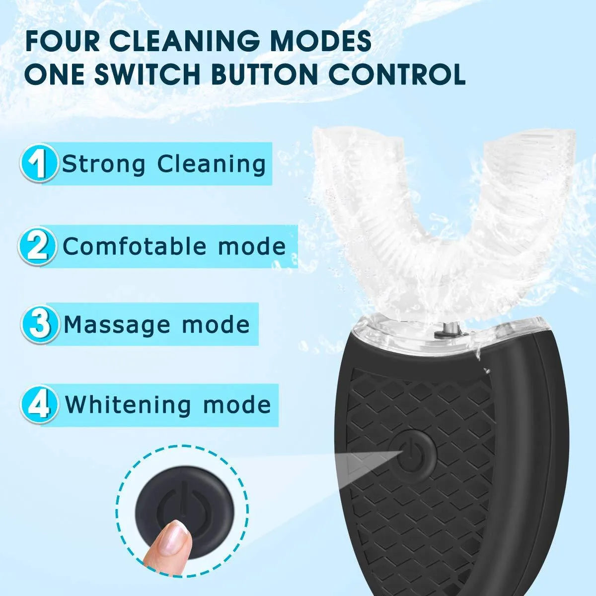 U-shaped electric toothbrush with IPX7 waterproof and USB cable for children and adults