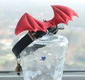 Split Home Little Devil Wings Bell Choker in black patent leather with large wing accents and central D-ring.