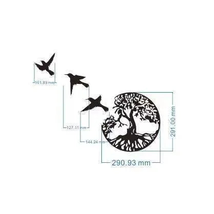 Black iron wall art hanging with wind chime in modern simple style, electroplated finish, hanging by iron strap