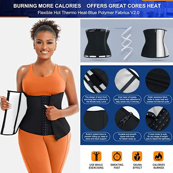 Neoprene adjustable sports abdominal girdle in blue or silver, showing waist compression belt