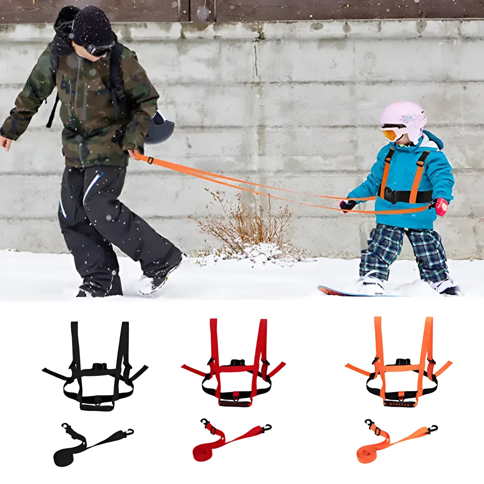 Safety rope ski drop-resistant training belt in black nylon for wrist elbow knee protection