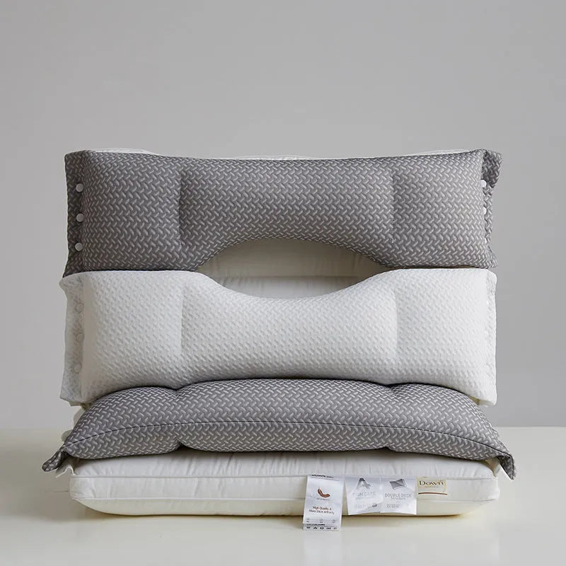 Double-layer chemical fibre pillow for cervical support in low loft style, 40x60cm adult household pillow