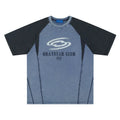 Men's blue hip hop letter print T-shirt with raglan sleeves, loose fit casual style