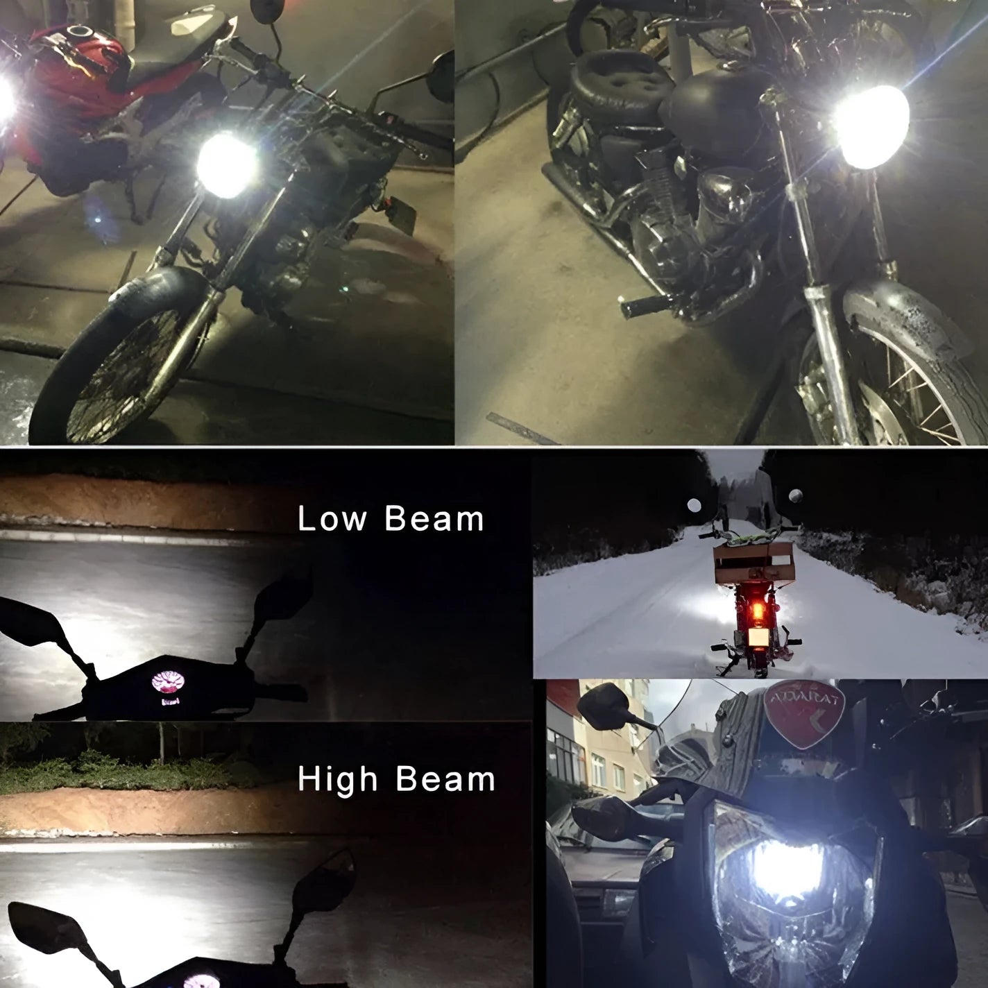 Motorcycle LED M4 H6 headlight unit with aluminium housing and white light lens.