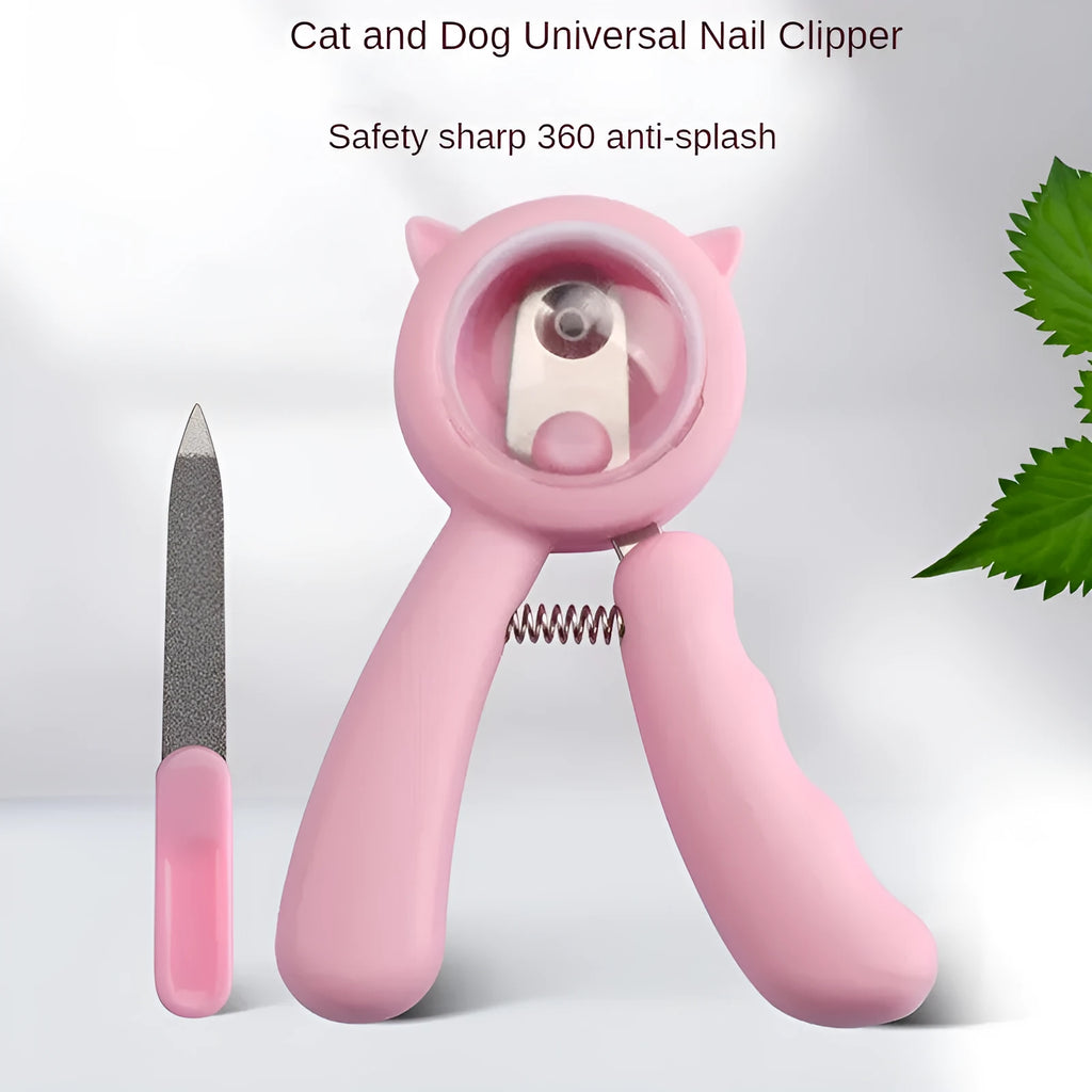 Blue and pink professional stainless steel nail clippers for pet dog and cat claw grooming.
