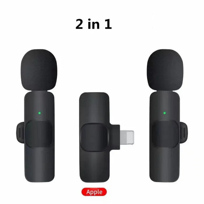 Wireless lavalier microphone and receiver set with 62x23x28mm mic, 45x27x7mm receiver, for iPhone Android recording