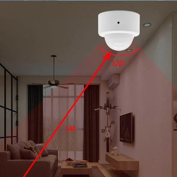 White wireless infrared body sensor for home security with ZigBee 3.0 connectivity