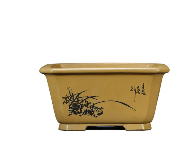 Chinese-style purple clay bonsai flower pot in antique design for indoor planting