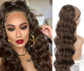 High temperature silk chemical fibre big wave drawstring ponytail wig in matte finish, shown on head model