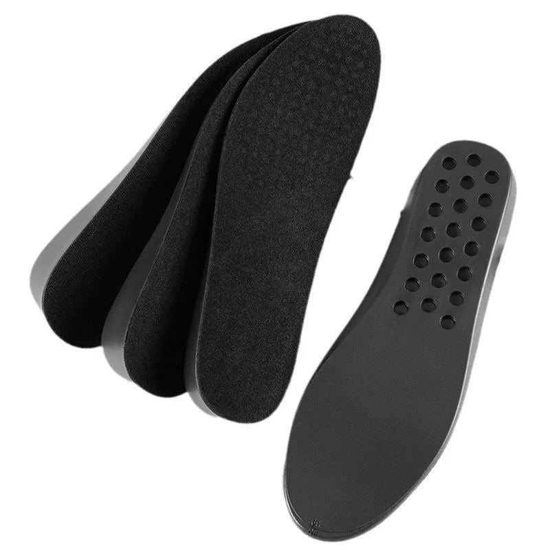Black PVC invisible height increasing shoe insole, 1cm rise, for men's size 35-46 with non-collapse padding