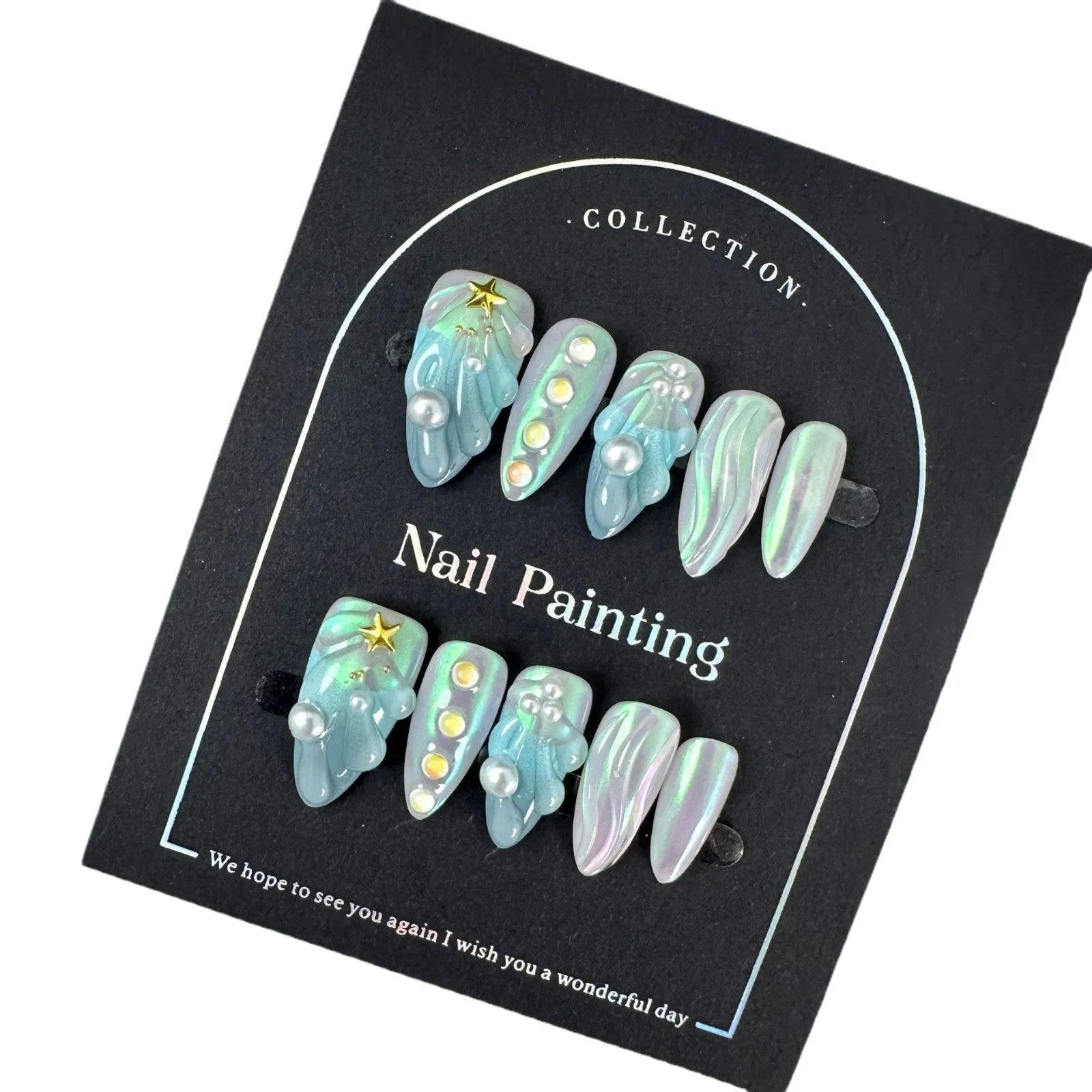 HAILANG blue plastic artificial nail tips set with multiple sizes for women summer fashion