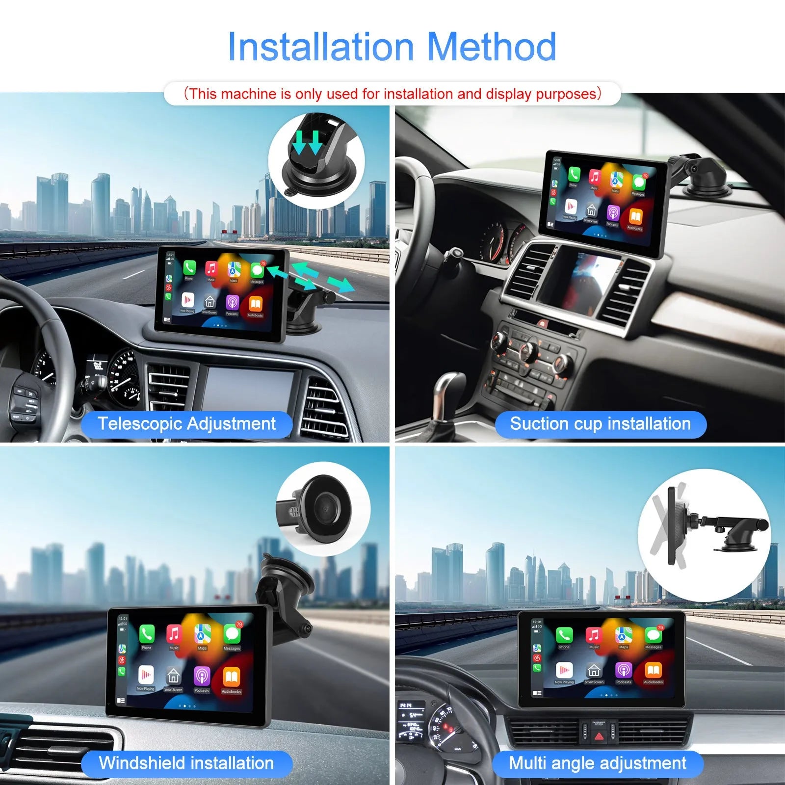 11.3-inch Android car touchscreen display with wireless CarPlay and Android Auto on universal vertical bracket