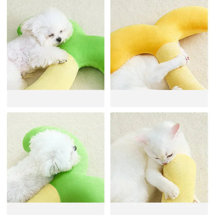 Small pet pillow for dogs and cats with cervical support, L44x45cm, green colour