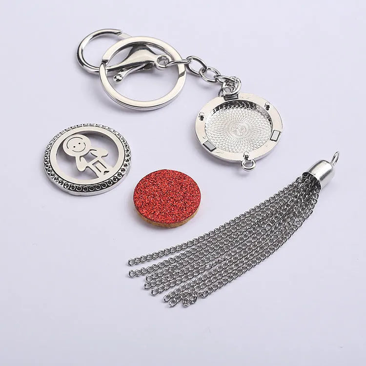Alloy tassel aromatherapy car pendant with chain for rear-view mirror fragrance diffusion