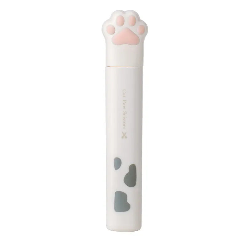 Cat paw design mini folding safety scissors in four colour options showing compact 8.7cm size