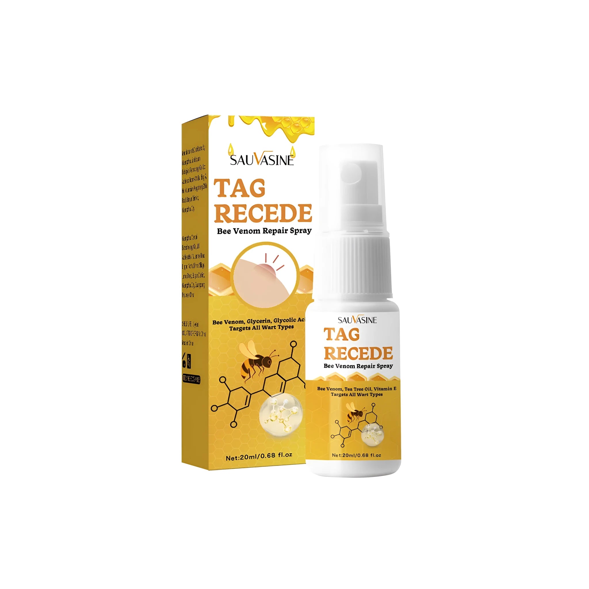 20 ml bottle of Bee Wart Spray cream with applicator for skin bumps and moles