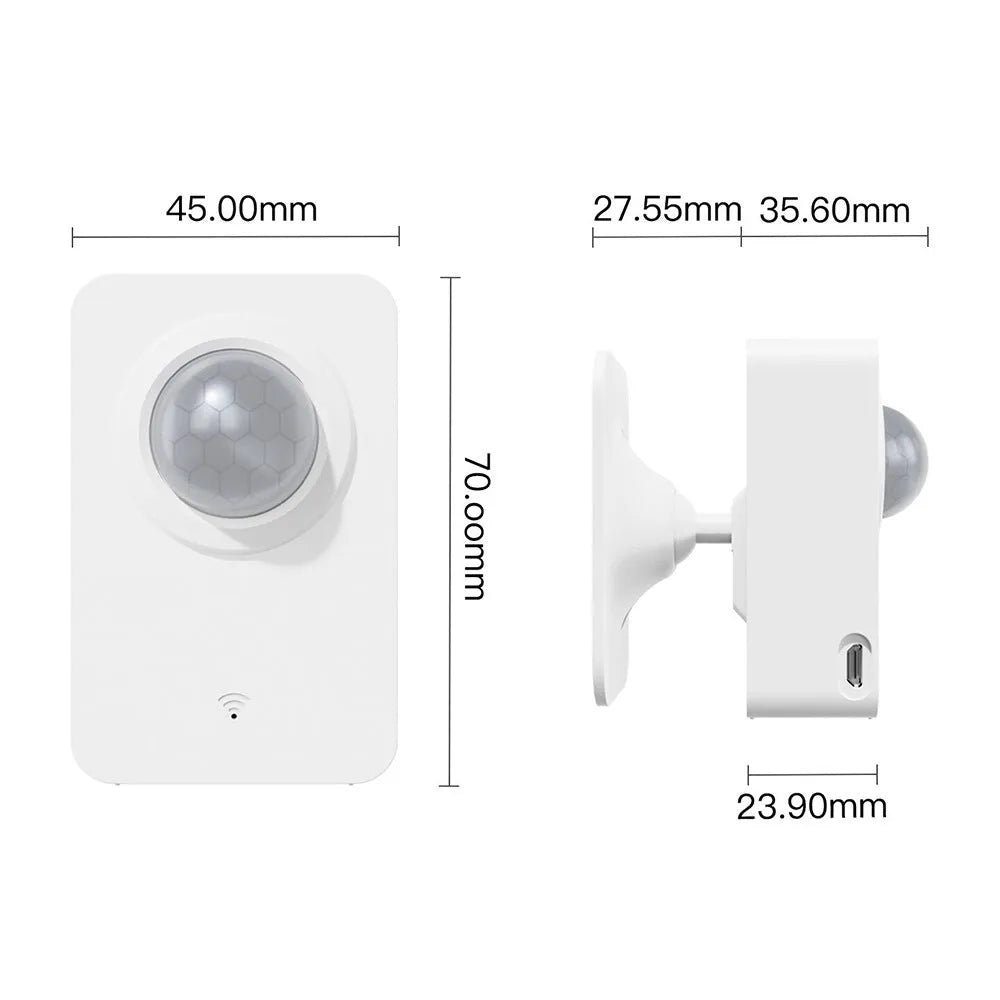 Graffiti Smart WiFi PIR human body infrared detector motion sensor anti-theft alarm on a white wall