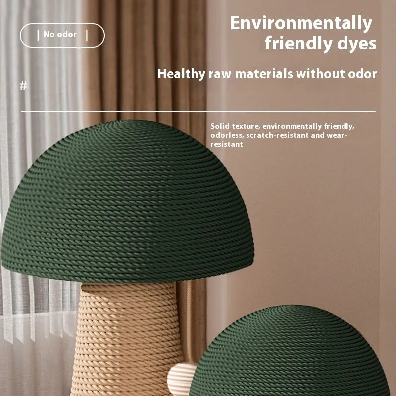 Mushroom-shaped cat scratch board made from natural jute, with dangling ball, wear-resistant and no dandruff