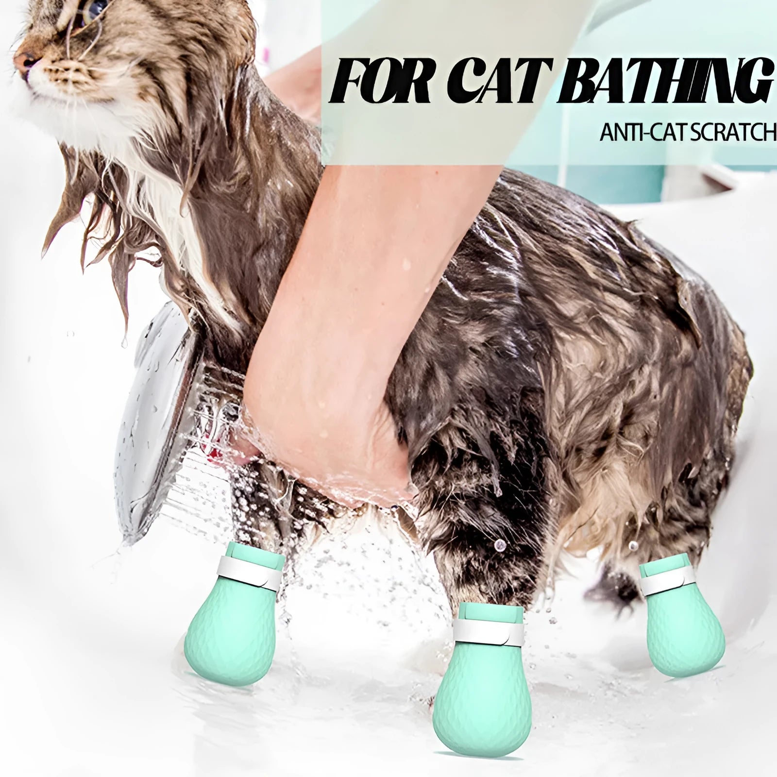 Green silicone cat paw scratch protection gloves set of 4 pieces