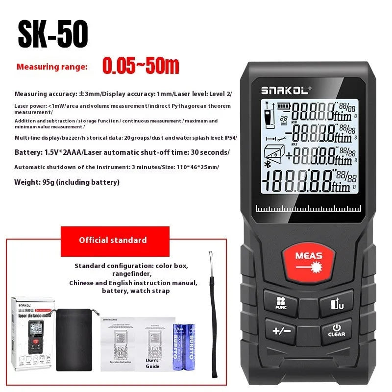 Portable hand-held laser range finder with ABS body and 3.0mm accuracy for home measurement