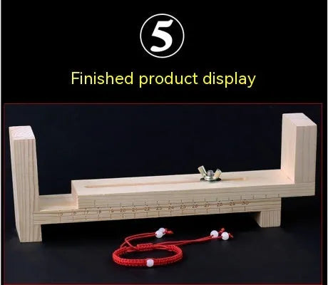 Solid wood handmade weaving machine fixing rack with totem pattern for DIY bracelet and necklace crafting