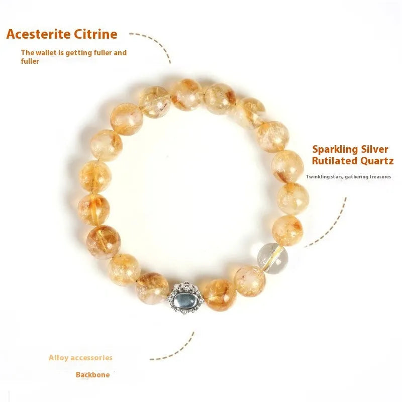 10mm geometric-cut citrine bracelet with hand-ground surface texture on wrist