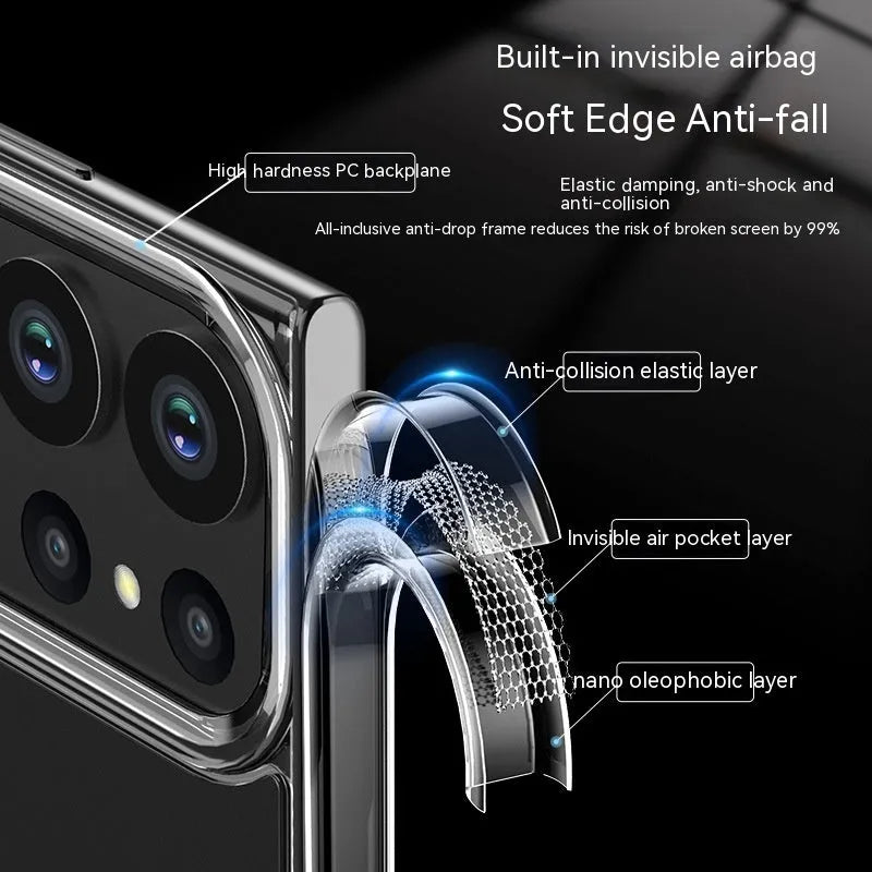 Transparent frosted PC phone case with airbag anti-fall corners for Samsung A-series and S-series models