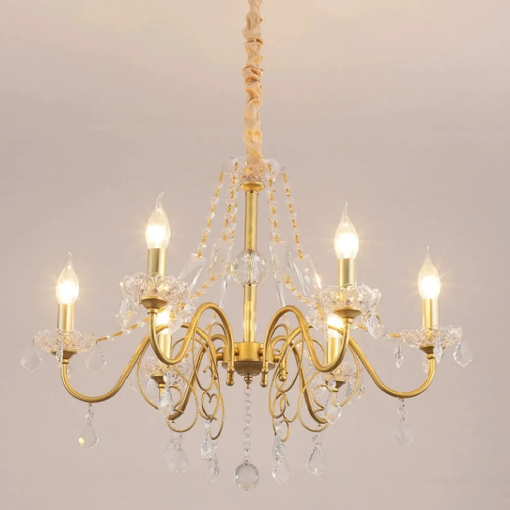 European crystal chandelier with five heads in storm lantern style for living room and bedroom lighting