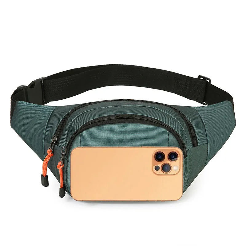 Large capacity slanted chest bag in black, made from water-resistant nylon, worn across the chest.